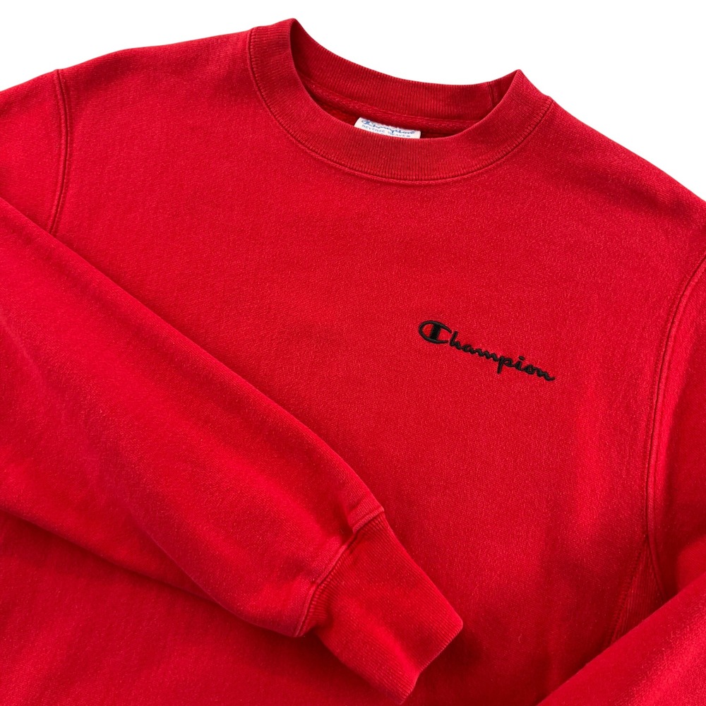 VTG Champion Reverse Weave Crew Sweatshirt Mens Medium Red Pullover Heavy Sporty